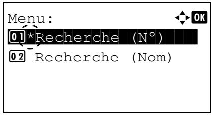 Menu: 01*Recherche (N°) 02 Recherche (Nom)