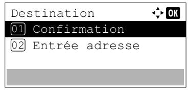 Destination 01 Confirmation 02 Entrée adresse