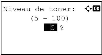 Niveau de toner: (5 - 100) 5 %