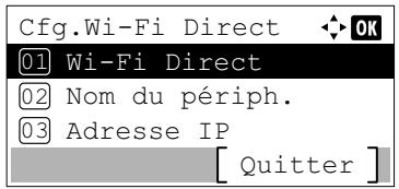 Cfg.Wi-Fi Direct 01 Wi-Fi Direct 02 Nom du périph. 03 Adresse IP [ Quitter ]