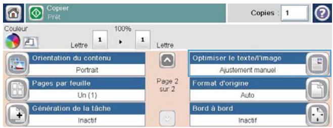 HP CM4540 - Optimisation de l'image de copie pour le texte ou les images - 2