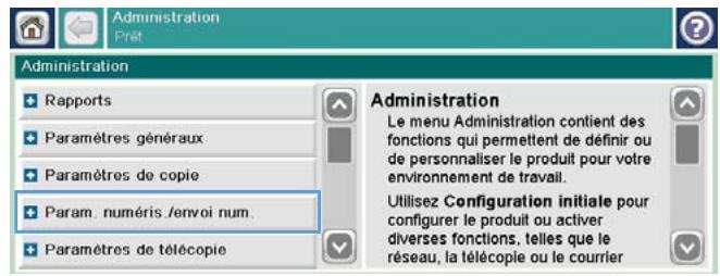 HP CM4540 - Modification des paramètres de numérisation/envoi par défaut à partir du panneau de commande - 2