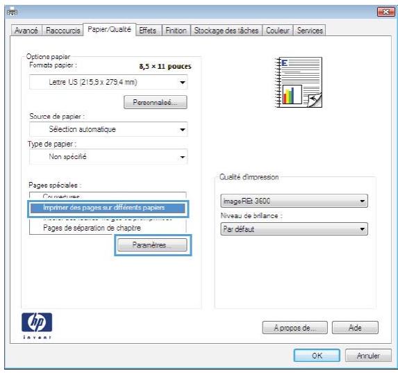 HP CM4540 - Impression de la première ou de la dernière page sur un papier différent avec Windows - 4