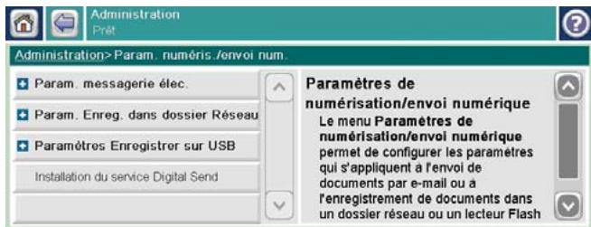 HP CM4540 - Modification des paramètres de numérisation/envoi par défaut à partir du panneau de commande - 3