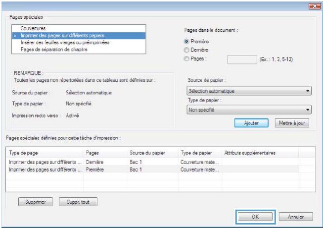 HP CM4540 - Impression de la première ou de la dernière page sur un papier différent avec Windows - 8