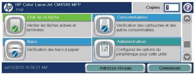 HP CM4540 - Modification des paramètres de numérisation/envoi par défaut à partir du panneau de commande - 1