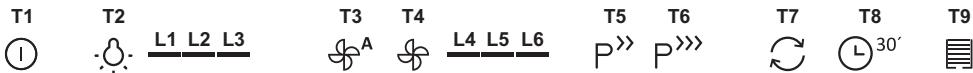 T1 T2 L1 L2 L3 T3 T4 L4 L5 L6 T5 T6 T7 T8 T9 ① A P >> P >> > ② 30'