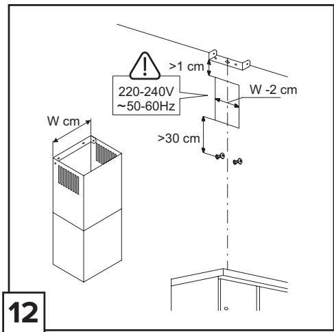 W cm 220-240V ~50-60Hz >1 cm W -2 cm >30 cm 12
