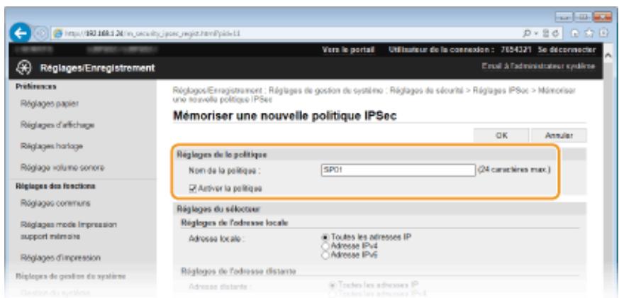CANON LBP251DW - Spécifiez les réglages de la politique. - 1