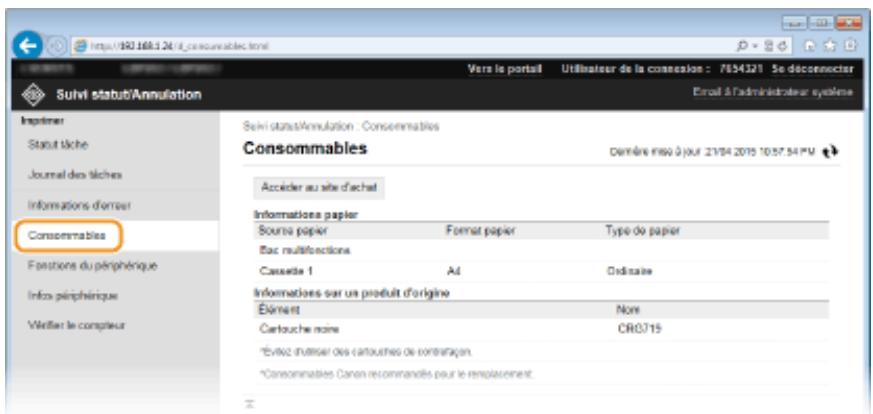 CANON LBP251DW - Vérification des consommables - 2