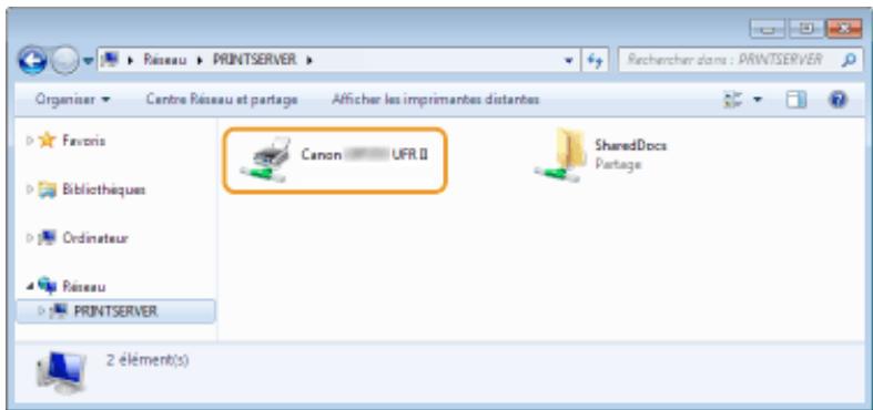 CANON LBP251DW - Sélectionnez [réseau] ou [favoris réseau] sur le serveur d'imprimante. - 1