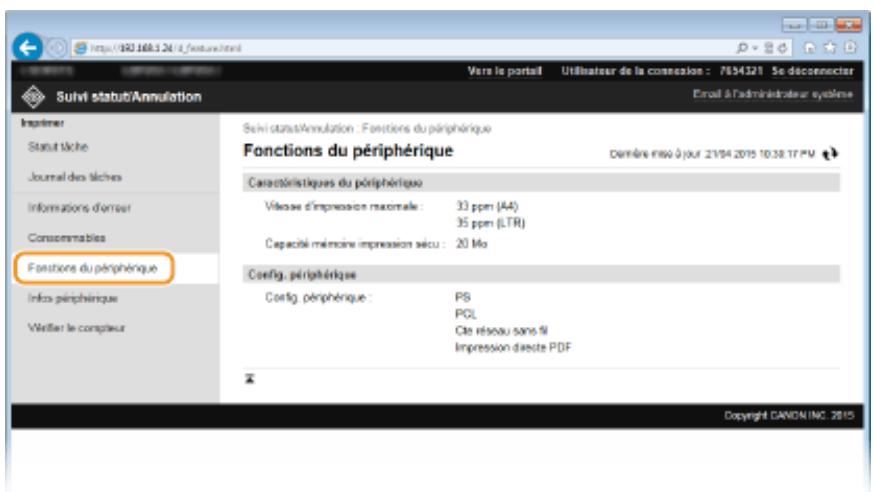 CANON LBP251DW - Vérification des caractéristiques du périphérique - 2