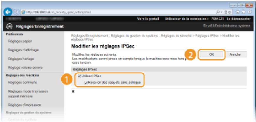 CANON LBP251DW - Cochez la case [utiliser ipsec] et cliquez sur [OK]. - 1