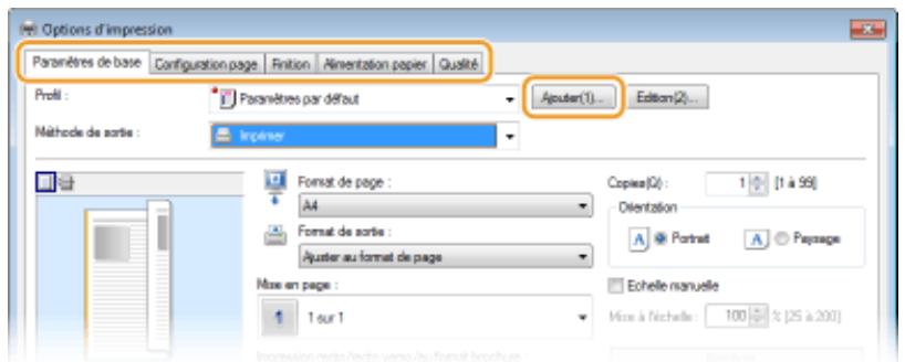 CANON LBP251DW - Modifie les paramètres à enregistrer dans un profil, puis cliquez sur [ajouter]. - 1