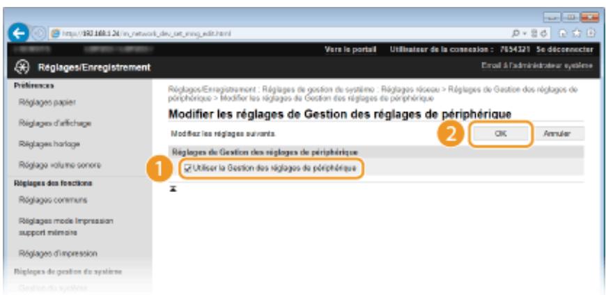 CANON LBP251DW - Configuration des réglages pour la gestion des réglages de périphériques - 4
