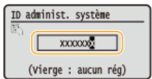 CANON LBP251DW - Spécifiez le code et le PIN de l'administrateur système qui conviennent. - 1