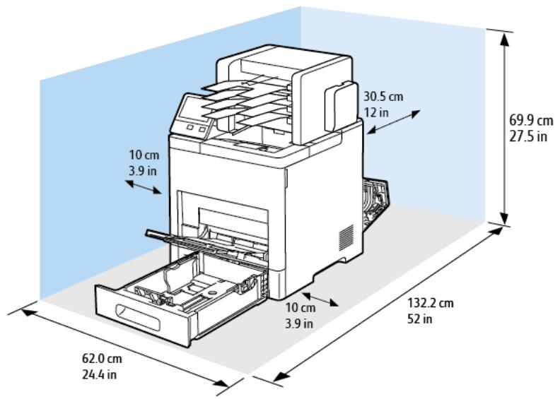 XEROX B600V - Espace de dégagement requis pour la configuration de base - 2