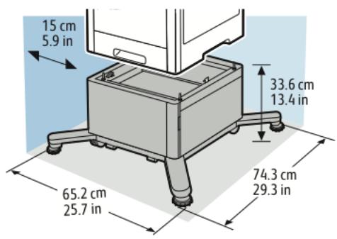 XEROX B600V - Espace de dégagement requis pour armoire avec roulettes en option - 1