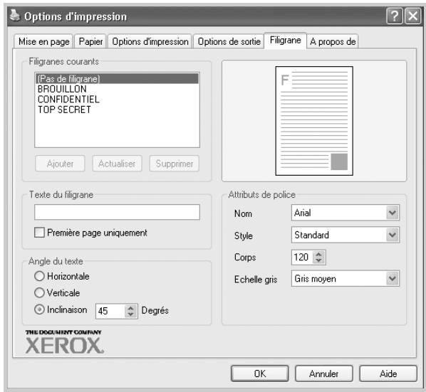 XEROX WORKCENTRE PE120 - Onglet Filigrane - 1