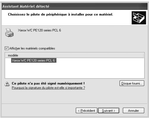 XEROX WORKCENTRE PE120 - Installation des pilotes Xerox sous Microsoft Windows XP ou 2000 via le port USB - 2