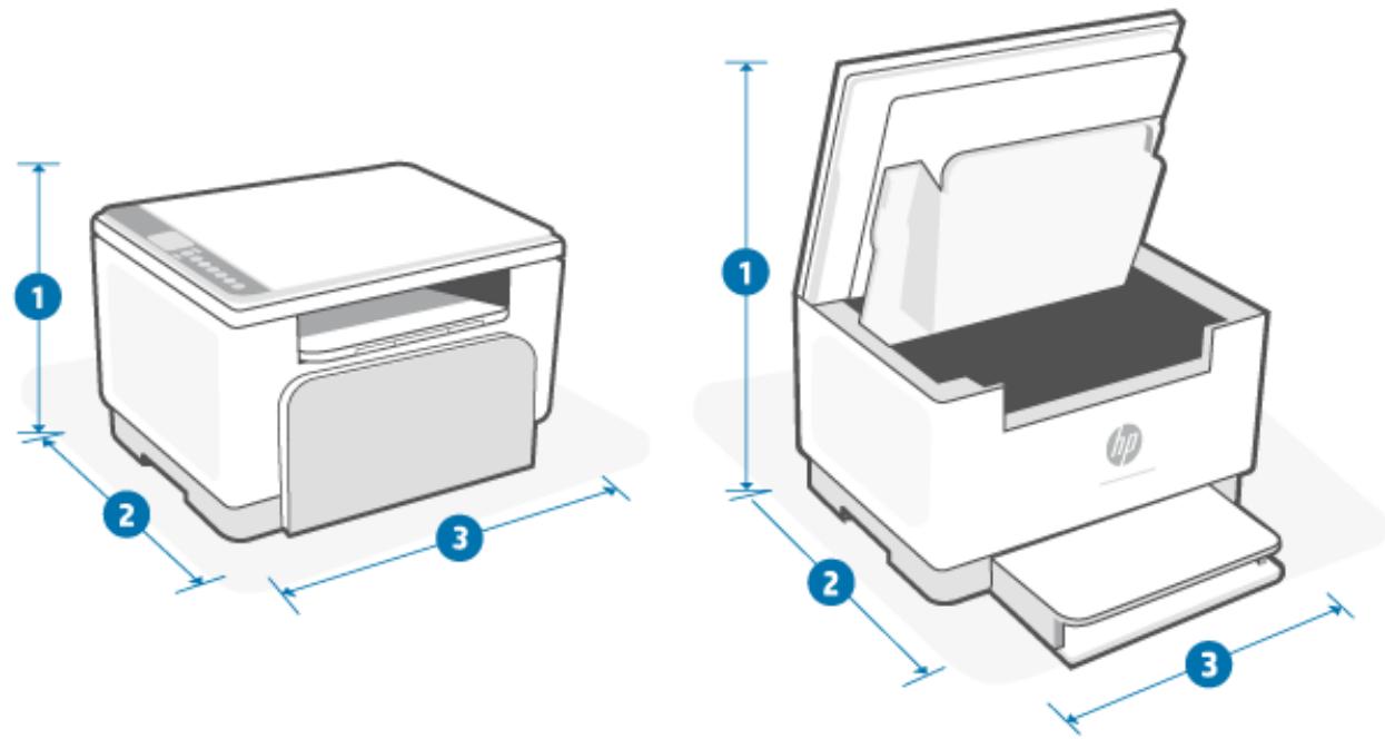 HP LASERJET M234DW - Dimensions de l'imprimante - 1