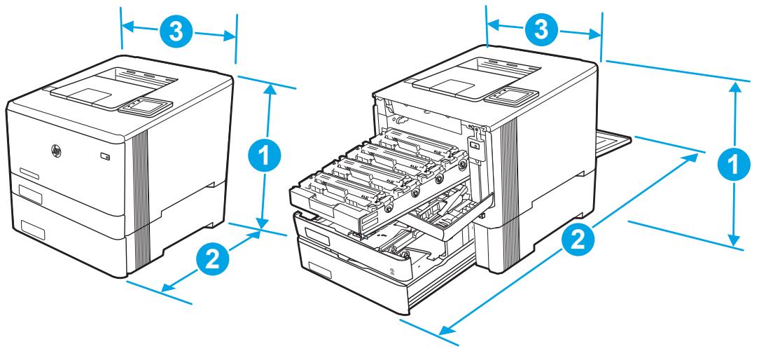 HP M454DW - Dimensions de l'imprimante - 5