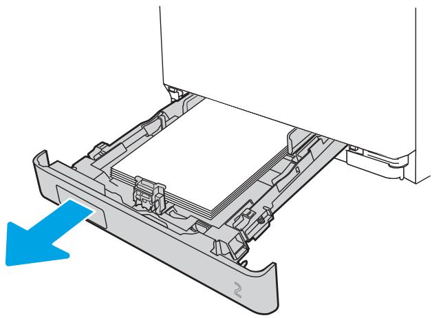 HP M454DW - Elimination des bourages papier dans les bacs 1 - 13.02 - 3