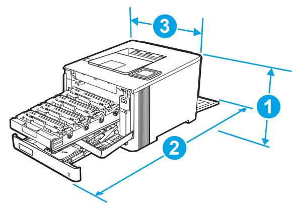 HP M454DW - Dimensions de l'imprimante - 4