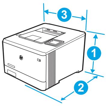 HP M454DW - Dimensions de l'imprimante - 3