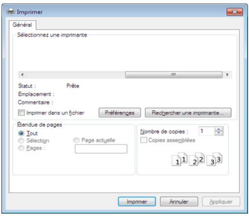 Imprimer Général Sélectionnez une imprimante Statut : Prête Emplacement : Commentaire : Imprimer dans un fichier Préférences Rechercher une imprimante... Étendue de pages Tout Sélection Page actuelle Pages : Nombre de copies : 1 Copies assemblées 1 1 2 2 3 3 Imprimer Annuler Appliquer