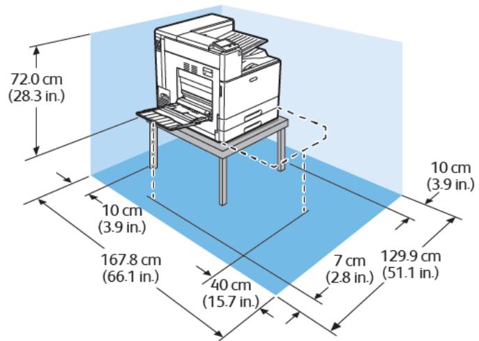 XEROX C8000V - Espace de dégagement requis pour le modele de base - 1