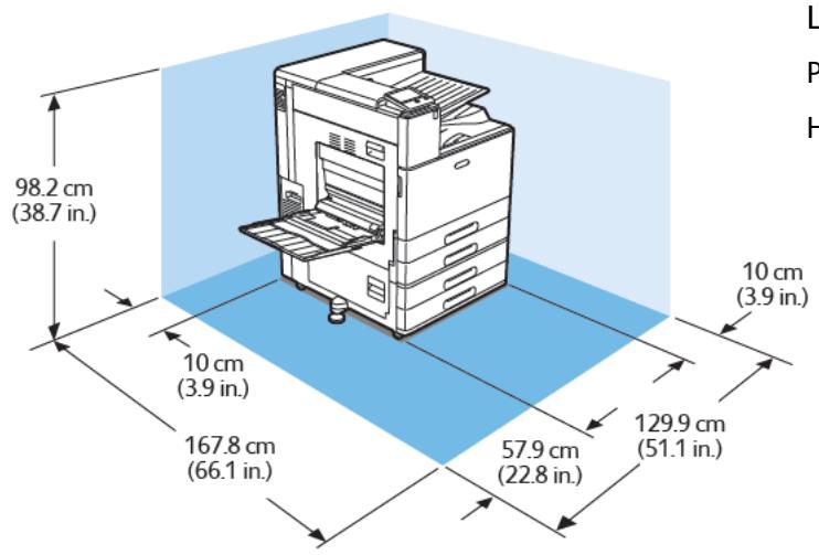 XEROX C8000V - Espace de dégagement requis pour la configuration avec module à 2 magasins ou module tandem - 1