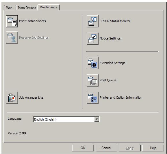 EPSON AL-M320DN - Configuration de l'écran Maintenance (Utilitaire) - 1