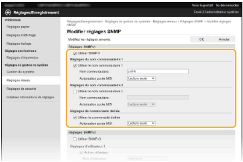 CANON LBP113W - Définissez les réglages SNMPv1. - 1