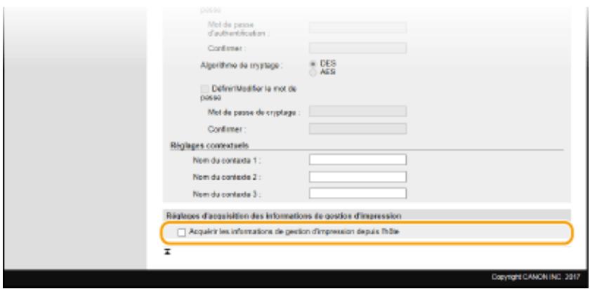 CANON LBP113W - Définissez les réglages d'acquisition des informations de gestion d'imprimante. - 1