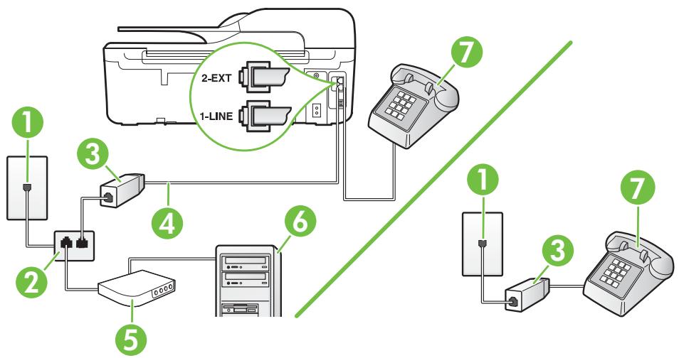 HP OFFICEJET 46232 - Ligne voix/télécopie partagée avec un modem d'ordinateur dsl/adsl - 1