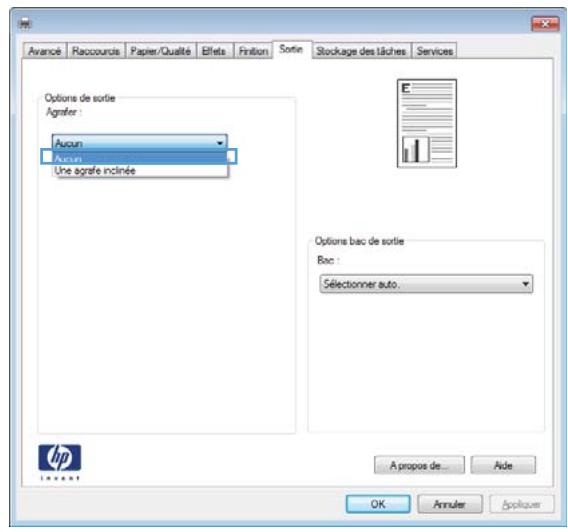 HP M601 - Sélection d'options d'agrafage sous windows - 4