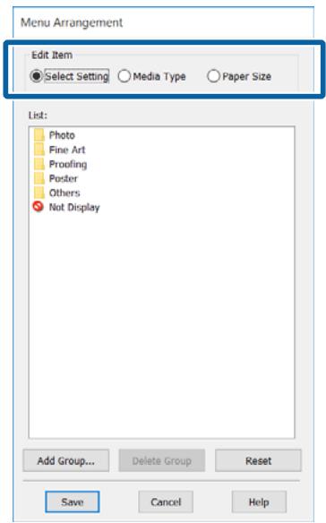 EPSON SC-P5000 - Sélectionnez Edit Item (Modifier l'élément). - 1