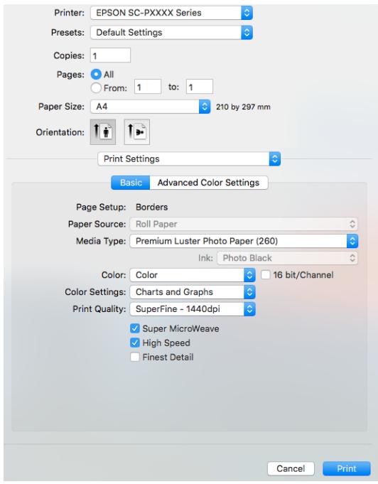 EPSON SC-P5000 - Récapitulatif du pilote d'impression - 2