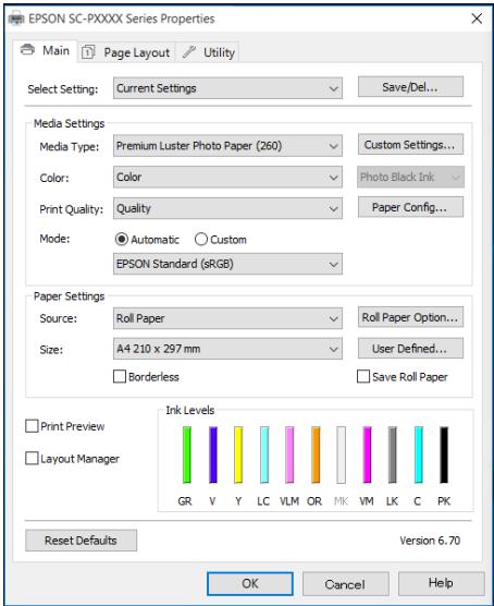 EPSON SC-P5000 - Récapitulatif du pilote d'impression - 1