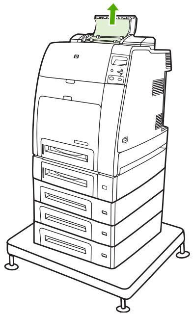 HP LASERJET COLOR 4700N - Saisissez les poignées du bac d'empilement/agrafeuse et retirez-le du corps de l'imprimante. - 3