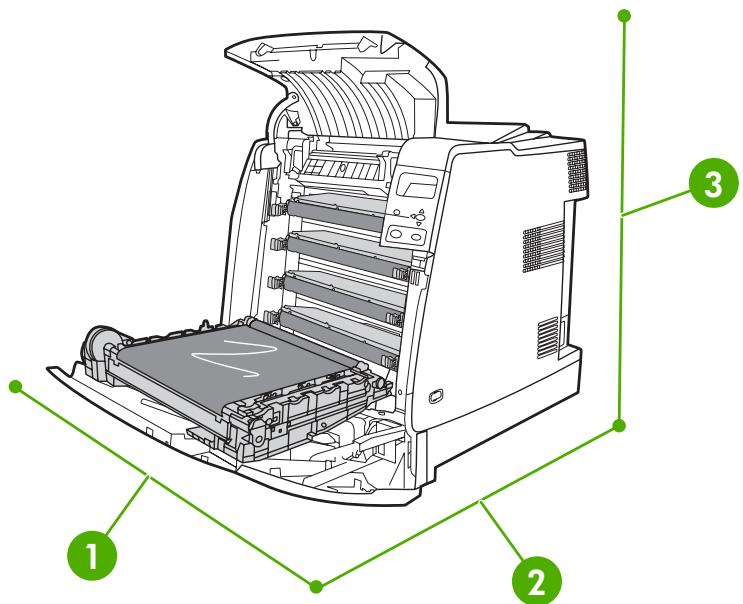 HP LASERJET COLOR 4700N - Libération d'espace autour de l'imprimante pour le remplacement de fournitures - 1