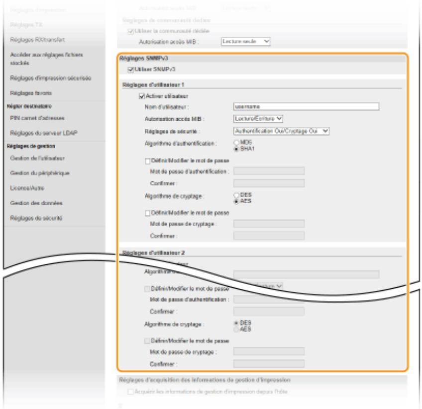 CANON I-SENSYS MF443DW - Définissez les réglages SNMPv3. - 1
