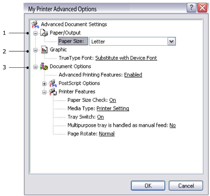 OKI B401D - Onglet Disposition - 2