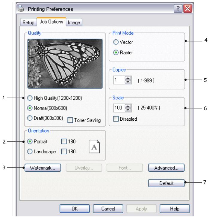 OKI B401D - Onglet Options de travail - 1