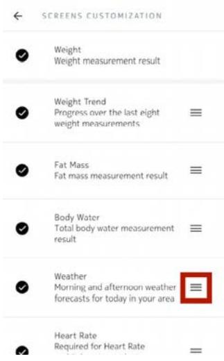 NOKIA BODY CARDIO - Modification de l'ordre d'affichage des écrans - 4