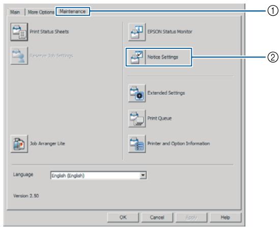 EPSON AL-M310DTN - Accès depuis le pilote d'impression : - 1
