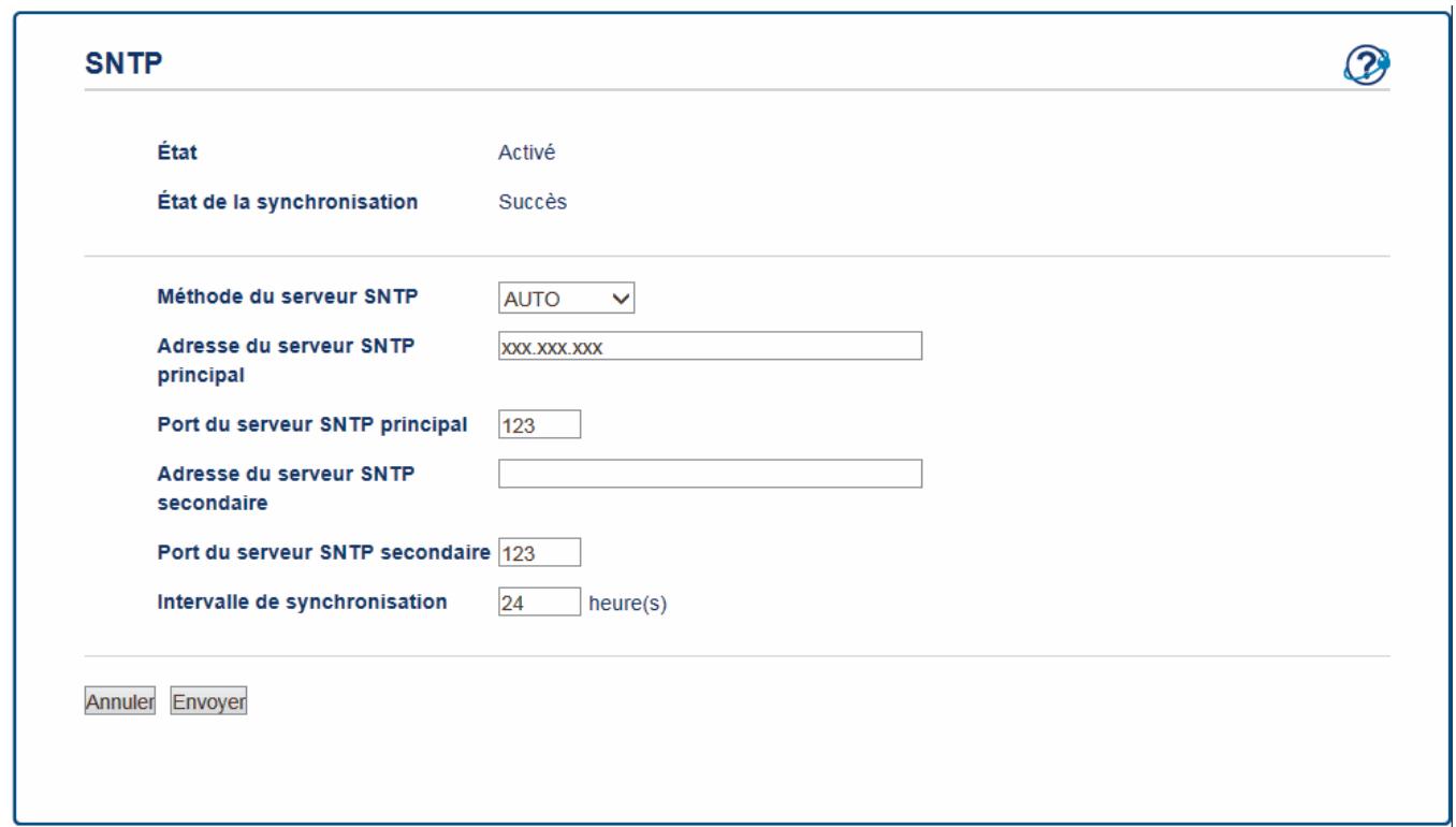 BROTHER HL-L8360CDWLT - Configurer le protocole SNTP l'aide de Gestion à partir du Web - 1