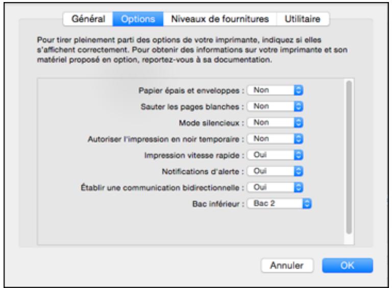 EPSON WF-6090D2TWC - Sélection des préférences d'impression - OS X - 1