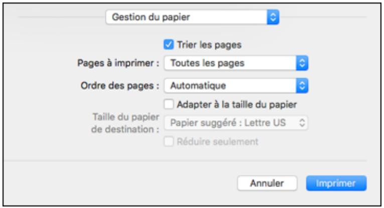 EPSON WF-6090D2TWC - Redimensionnement des images imprimées - Logiciel d'impression PostScript - OS X - 1